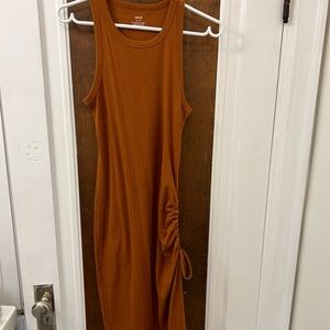 Aerie mid length dress with rushing detail.